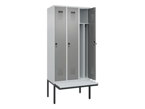 locker met bank,voor scheiding van kleding,HxBxD 2120x900x815mm,3vak