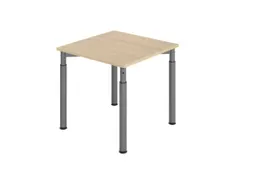 bureau,HxBxD 680-820x800x800mm,blad eiken,4voeten grafiet,ronde buis