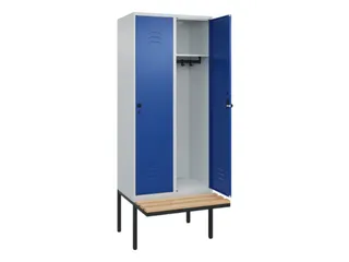 locker met bank,HxBxD 2120x800x815mm,2vak,vak B 400mm,draaigrendel - 2