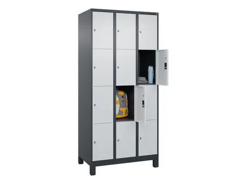 lockerkast,HxBxD 1950x900x500mm,3x4vakken,vak B 300mm,cil.-slot,voeten