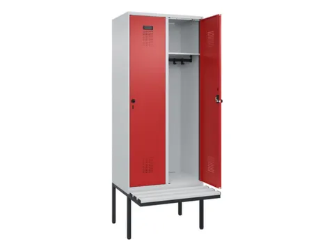 locker met bank,HxBxD 2120x800x815mm,2vak,vak B 400mm,draaigrendel