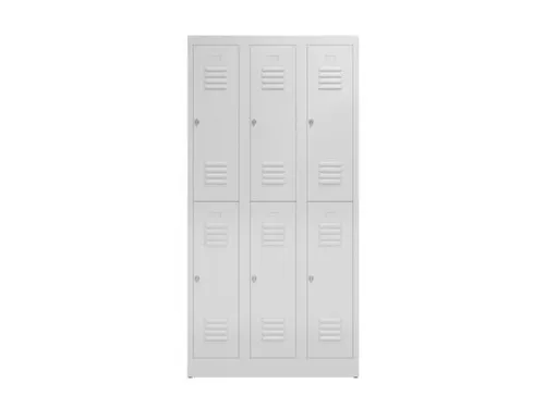 Dubbeldekse garderobekast 1800x870x500mm 3x2vak klink RAL9003