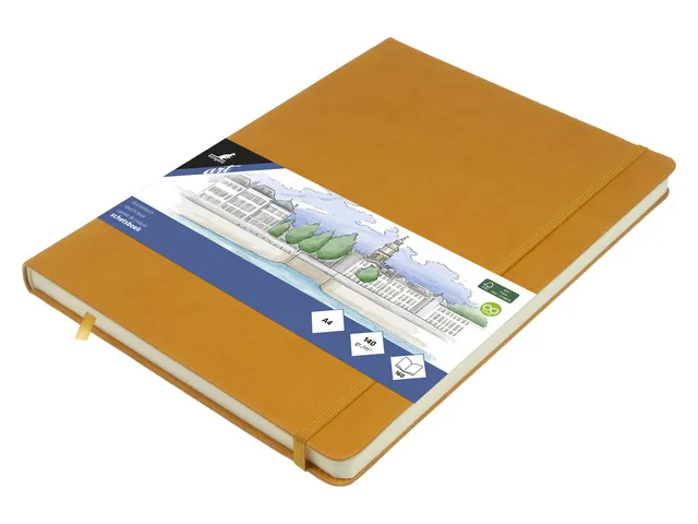 Carnet de croquis PU couverture rigide 80 feuilles A4 jaune ocre