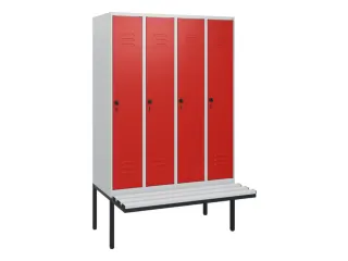 locker met bank,HxBxD 1950x1200x815mm,4vak,vak B 300mm,draaigrendel - 1