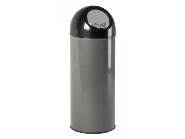 Afvalbak met pushdeksel 55 liter Metallic
