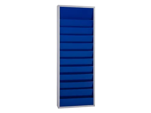 orderplanner,20vakken,HxBxD 1278x554x74mm,plank(en) plaatstaal,blauw