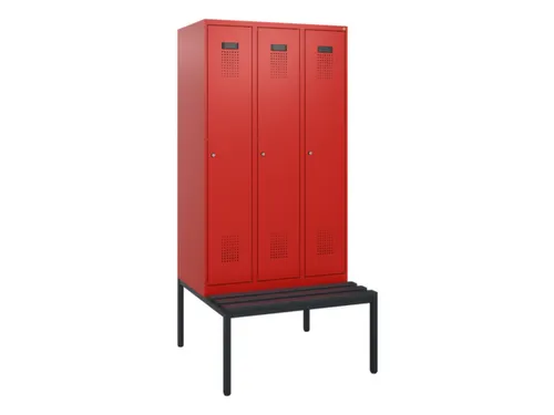 locker met bank,HxBxD 1950x900x815mm,3vak,vak B 300mm,cilinderslot