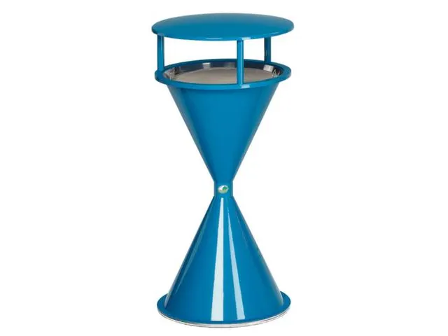 Staande Asbak Met Overkapping Ronde Voet Licht Blauw