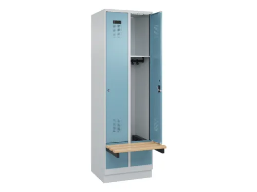 locker met bank,HxBxD 1950x600x815mm,2vak,vak B 300mm,cilinderslot