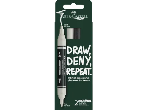Acrylmarker Faber-Castell Multimark 2 stuks zwart/wit kartonetui