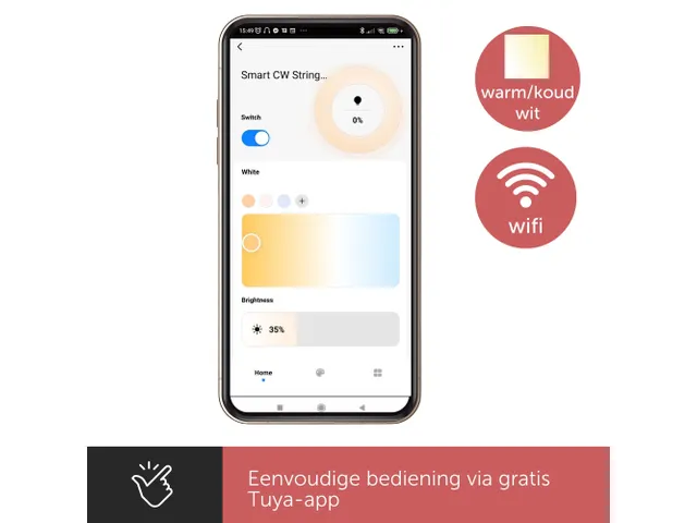 Tuya LED - 15m - 15 Lampes Blanches - càble Noir - Smart