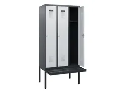 locker met bank,HxBxD 1950x900x815mm,3vak,vak B 300mm,cilinderslot
