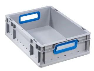 Euronorm-stapelbak 120x400x300mm Pp Wand/bodem Gesloten Grijs/blauw - 1