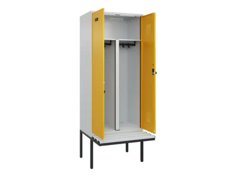 PBM-locker met bank,HxBxD 2120x800x815mm,2vak,vak B 400mm,draaigrendel