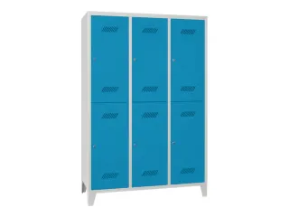 dubbeldekse locker,HxBxD 1850x1200x500mm,3x2vak.,RAL7035,front RAL5012 - 2