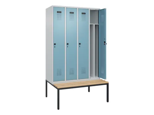 locker met bank,voor scheiding van kleding,HxBxD 2120x1200x815mm,4vak