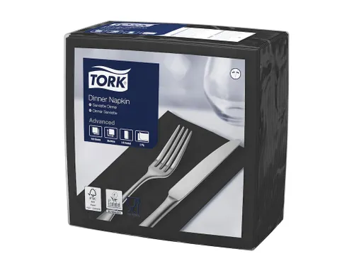 Tork 470404 Dinnerservet 2-laags Advanced 1/8 vouw Zwart 12x150 stuks