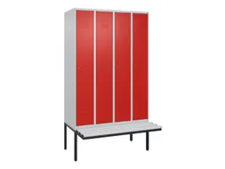 locker met bank,HxBxD 2120x1200x815mm,4vak,vak B 300mm,cil.-slot