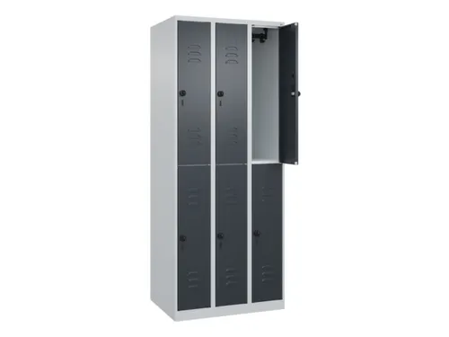 dubbeldekse locker,HxBxD 1850x750x500mm,3x2vak.,vak B 250mm