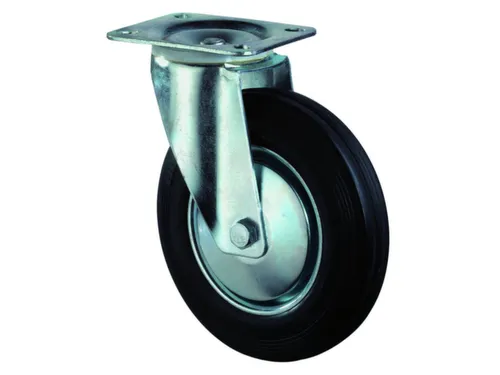 zwenkwiel,draagverm. 250kg,massief rubber-banden,ØxB 250x50mm,rollage
