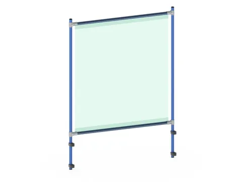 anti-speekselscherm,pvc-folie,glashelder,frame staal RAL5007