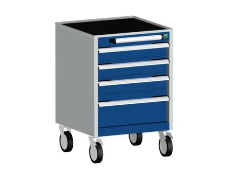 ladekast verrijdbaar 780x525x525mm 4laden RAL7035 front RAL5010