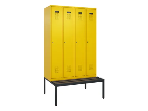 locker met bank,voor scheiding van kleding,HxBxD 2120x1200x815mm,4vak