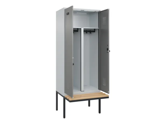 PBM-locker met bank,HxBxD 2120x800x815mm,2vak,vak B 400mm,draaigrendel