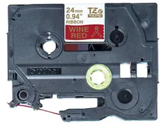 Ruban Brother P-touch TZe-RW54 24mm or sur bordeaux