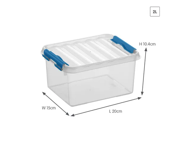 Q-line opbergbox 2L transparant blauw - 20x15x10,4cm