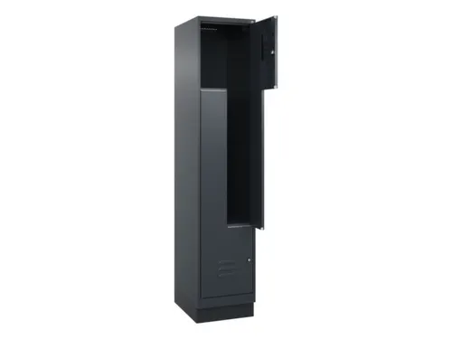 Z-garderobekast,HxBxD 1950x400x500mm,vak B 200/400mm,cil.-slot,sokkel