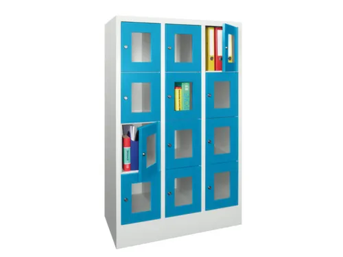 lockerkast,HxBxD 1518x900x500mm,3x4vakken,RAL7035,front RAL5012