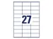 etiket Avery ILK 70x32mm 100 vel 27 etiketten per vel wit