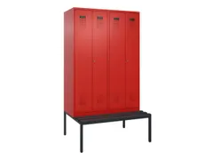locker met bank,voor scheiding van kleding,HxBxD 2120x1200x815mm,4vak