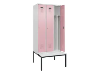 locker met bank,voor scheiding van kleding,HxBxD 2120x900x815mm,3vak - 1