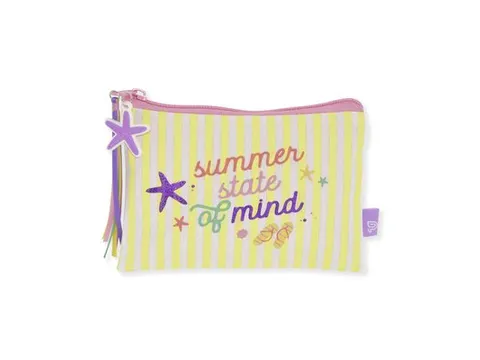 Etui Beach Happy gestreept 15x10 cm SUMMER STATE OF MIND
