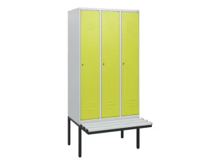 locker met bank,HxBxD 1950x900x815mm,3vak,vak B 300mm,cil.-slot - 1