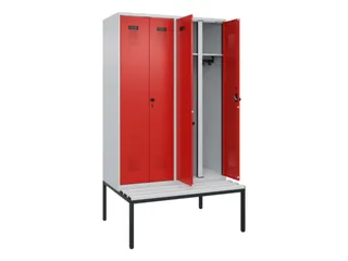 locker met bank,voor scheiding van kleding,HxBxD 2120x1200x815mm,4vak - 1