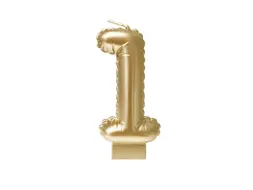 Verjaardagskaars cijfer 1 Folieballon Goud 10cm