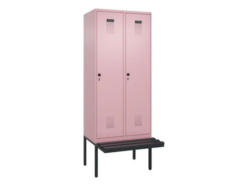 locker met bank,HxBxD 2120x800x815mm,2vak,vak B 400mm,draaigrendel