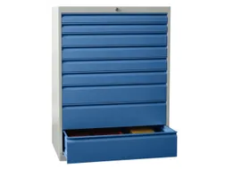 ladekast 1200x715x600mm 9laden cilinderslot RAL7035 front RAL5012
