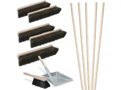 Bezemset,5xarengabezem,5xsteel,1xstoffer+blik,Werk b 400mm,hout-steel