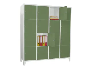 lockerkast,HxBxD 1850x1600x500mm,4x4vakken,RAL7035,front RAL6011 - 2