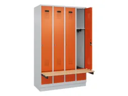 locker met bank,HxBxD 1950x1200x815mm,4vak,vak B 300mm,cilinderslot