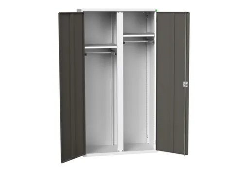 Lockerkast 2000x1050x550mm 2 vakken, dubbele vleugeldeur, RAL7016