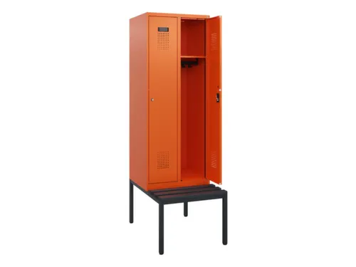 locker met bank,HxBxD 1950x600x815mm,2vak,vak B 300mm,cilinderslot