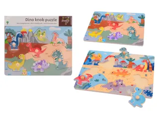 Joueco Dino houten knopjespuzzel 2 assorti 7 stukjes - 1