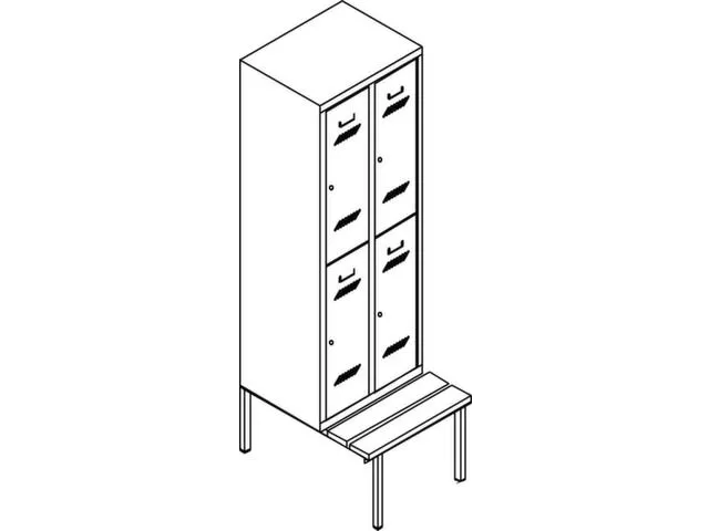armoire vestiaire a. banc,2 niveaux,RAL7035,face avant RAL5010