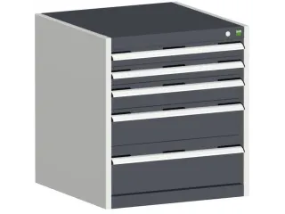 ladekast HxBxD 700x650x525mm 5laden romp RAL7035 front RAL7016 - 1