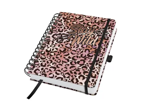 Notitieboek Jolie A5 spir. PINK LEO LOVE punt-gelijnd 240pag 120gr HC